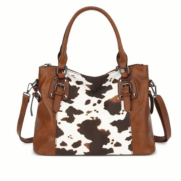 Handbags - Brown Cow Print Purse NWT
